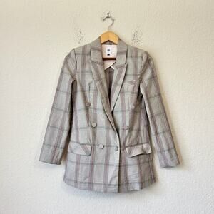 CABI Sleuth Blazer Gray Plaid Double Breasted Business Office Preppy